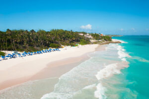 Stunning view of Crane Beach Barbados coastline.