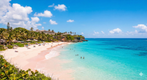 A perfectly sunny day on a Barbados beach, representing the best time to visit Barbados for weather.