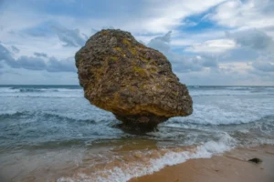 Mushroom rock formation at Bathsheba, a top scenic Barbados beach.