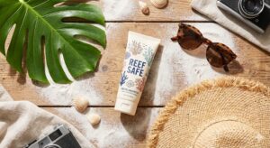 Reef-safe sunscreen and beach essentials for a Barbados packing list.